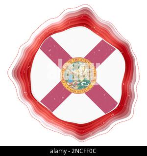 Florida flag in frame. Badge of the US state. Layered circular sign around Florida flag. Artistic vector illustration. Stock Vector