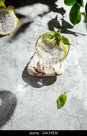 cocktail with pitahaya on a dark background. High quality photo Stock Photo