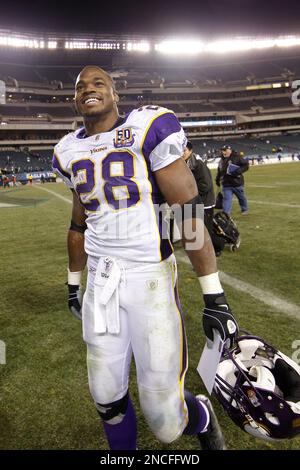 Minnesota Vikings running back Adrian Peterson (28) on the sideline during  a game against the Pittsburgh Steelers at Heinz field in Pittsburgh PA.  Pittsburgh won the game 27-17. (Credit Image: © Mark