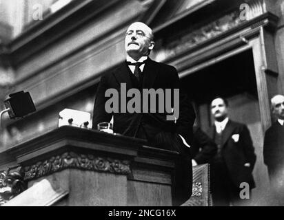German chancellor Dr. Heinrich Bruening makes a speech on March 7, 1931. (AP Photo)