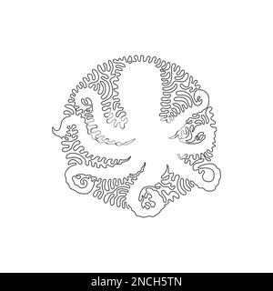 Single curly one line drawing of octopuses is sea animals with rounded bodies. Continuous line drawing design vector exotic octopus Stock Vector