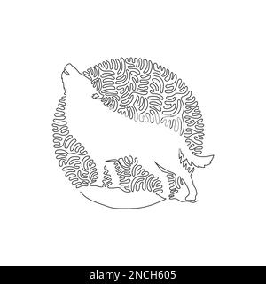 Continuous curve one line drawing of predatory wolf abstract art. Single line editable stroke vector illustration of a wolf is a wild canine Stock Vector