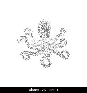 Single swirl continuous line drawing of octopuses has bulbous heads. Continuous line drawing design vector illustration style of adorable octopus Stock Vector