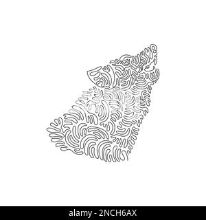 Continuous curve one line drawing. Wolves whose sharp teeth, pointed muzzles. Single line editable stroke vector illustration of predatory wolf Stock Vector