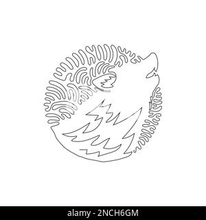 Single curly line drawing of wild wolf abstract art. Continuous line drawing design vector illustration of a predatory wolf for an icon Stock Vector