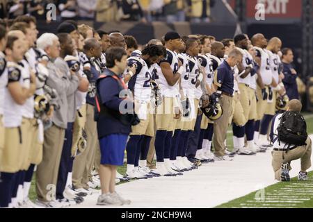 26.10.12 Watford, England. St Louis Rams defensive players Rob Turner (59)  and Harvey Dahl (62) line up during morning practice at the Grove Hotel  ahead of the NFL Pepsi Max Internation Series