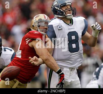 Dec. 12, 2010 - San Francisco, CA, USA - San Francisco 49ers vs Seattle  Seahawks at Candlestick Park Sunday, December 12, 2010. San Francisco 49ers  linebacker Travis LaBoy (54) strips ball from