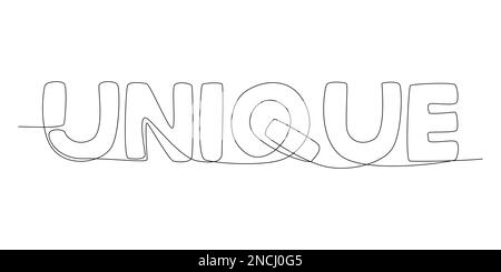 One continuous line of Unique word. Thin Line Illustration vector concept. Contour Drawing Creative ideas. Stock Vector