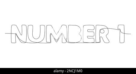 One continuous line of Number 1 word. Thin Line Illustration vector concept. Contour Drawing Creative ideas. Stock Vector