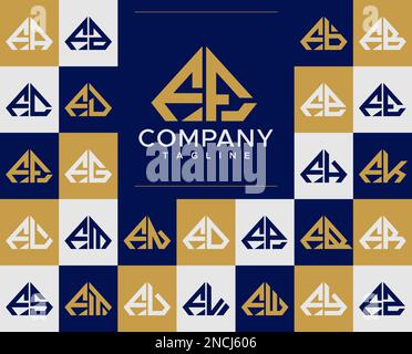 Luxury diamond FF F logo design set. Abstract jewelry F initial logo. Stock Vector