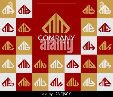 Luxury diamond MM M logo design set. Abstract jewelry M initial logo. Stock Vector