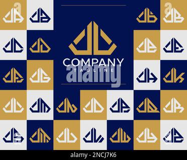 Luxury diamond JL J logo design set. Abstract jewelry J initial logo. Stock Vector