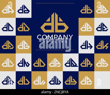 Luxury diamond DD D logo design set. Abstract jewelry D initial logo. Stock Vector