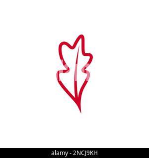 red color OAK leaf icon logo design vector illustration. Stock Vector