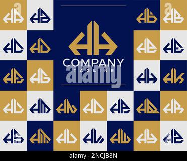 Luxury diamond HH H logo design set. Abstract jewelry H initial logo. Stock Vector