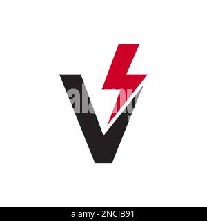letter V logo lightning concept isolated on white background. Stock Vector