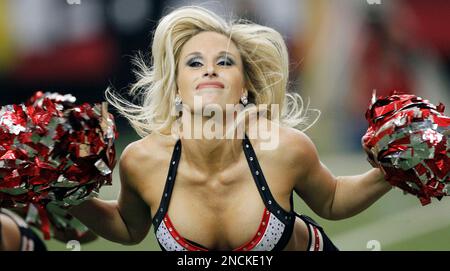 Atlanta Falcons cheerleaders perform during the first half of an NFL  football game against the Pittsburgh Steelers, Sunday, Dec. 4, 2022, in  Atlanta. The Pittsburgh Steelers won 19-16. (AP Photo/Danny Karnik Stock