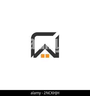 letter rw home shape square geometric logo vector Stock Vector