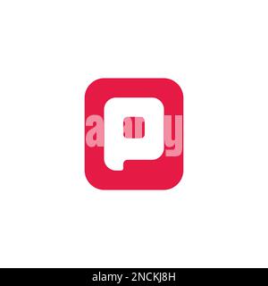 letter p square negative space cute logo vector Stock Vector