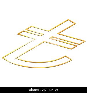Turkish lira TRY currency golden sign isometric top view isolated on ...