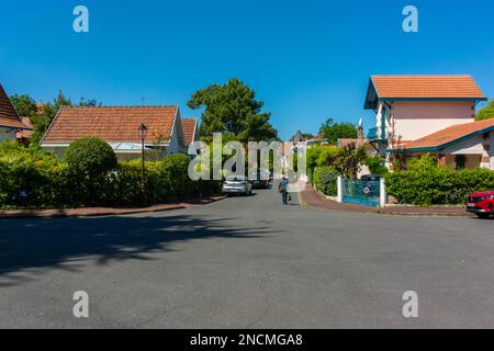 Arcachon, France, Scenes, The Ville d'Hiver Old Architecture, Historic District, Private Houses, Old Buildings, Facades, Street Scene, French Real Estate, housing Stock Photo