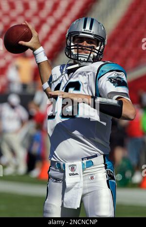 Carolina Panthers quarterback Tony Pike (16) warms up on the team's  sideline during NFL action against the New Orleans Saints. The Saints won,  34-3, at Bank of America Stadium in Charlotte, North