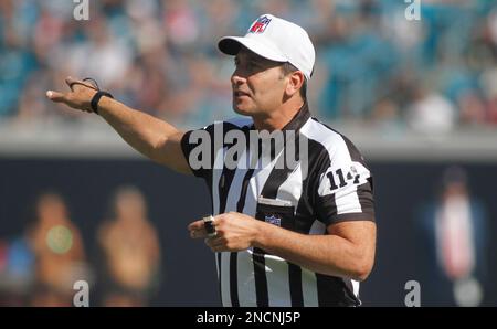 Regulation Time. 23rd Nov, 2015. MA, USA: Referee Gene Steratore (114)  stands on the field during the National Football League game between the  Buffalo Bills and the New England Patriots held at