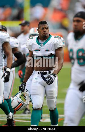 Miami Dolphins linebacker Cameron Wake looks on from the bench