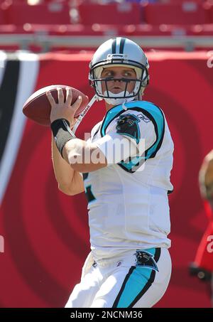 Carolina Panthers quarterback Tony Pike (16) warms up on the team's  sideline during NFL action against the New Orleans Saints. The Saints won,  34-3, at Bank of America Stadium in Charlotte, North