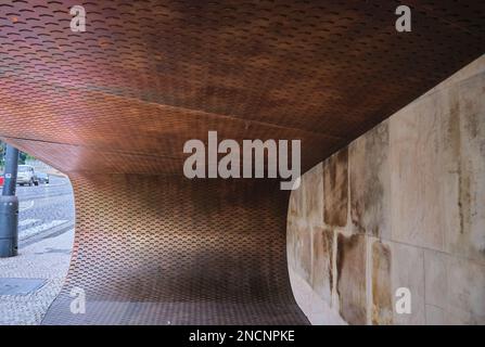 copper perforated metal sheet modern art structure, texture Stock Photo