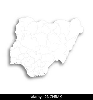 Vector regional blank map of Nigeria with states and administrative ...