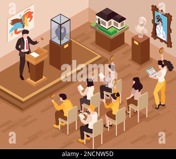Auction background with buying and tips symbols isometric vector illustration Stock Vector