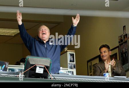 Marilyn Niehaus, wife of former Seattle Mariners sportscaster Dave Niehaus,  arrives during the induction ceremony for former pitcher Félix Hernández  into the Mariners Hall of Fame before a baseball game between the