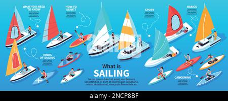 Regatta infographic set with sailing sport symbols isometric vector ...