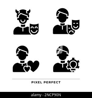 Personal traits black glyph icons set on white space Stock Vector