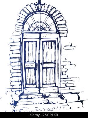 Door vector image black paint in the white background. Stock Vector