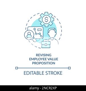 Revising employee value proposition turquoise concept icon Stock Vector