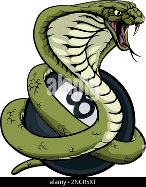 Snake Pool 8 Ball Billiards Mascot Cartoon Stock Vector - Illustration of  sport, mean: 271291990