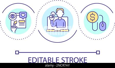 Pay per click program loop concept icon Stock Vector