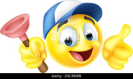 Plumber Plunger Handyman Emoticon Emoji Icon Stock Vector