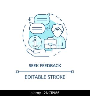 Seek feedback turquoise concept icon Stock Vector