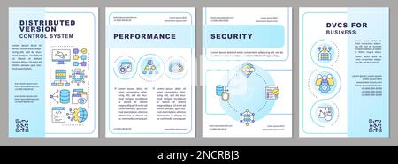Distributed version control system blue gradient brochure template Stock Vector