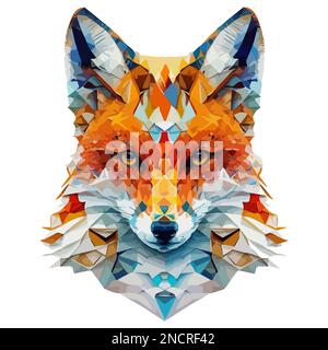 Polygonal fox head vector geometric animal face Stock Vector