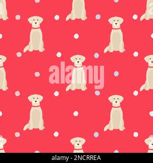 Golden retriever dogs in different poses and coat colors. Seamless pattern. Adult goldies puppy set. Vector illustration, Stock Vector