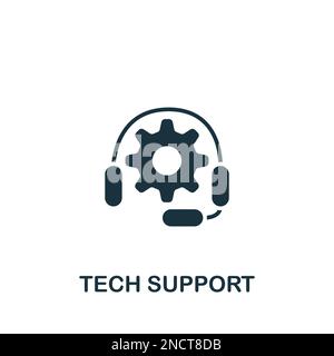 Tech support icon. Monochrome simple sign from engineering collection. Tech support icon for logo, templates, web design and infographics. Stock Vector