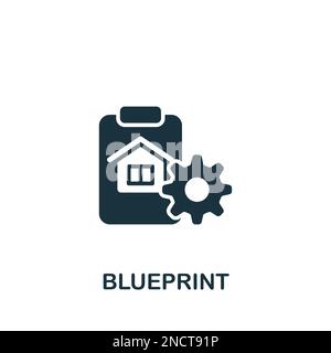 Blueprint icon. Monochrome simple sign from engineering collection. Blueprint icon for logo, templates, web design and infographics. Stock Vector