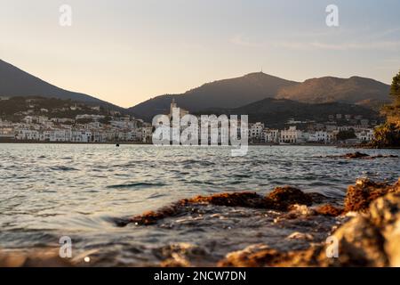 Sunset in Cadaques, in a calm day of winter Stock Photo