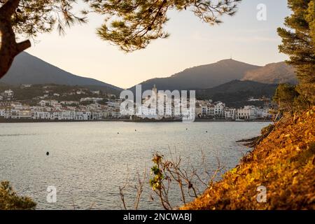 Sunset in Cadaques, in a calm day of winter Stock Photo