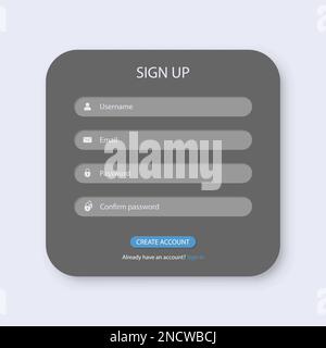 Sign up window box interface template. Vector illustration Stock Vector