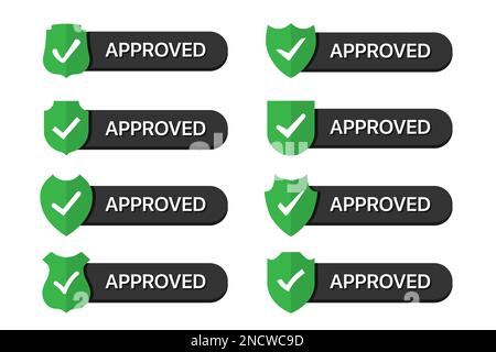 Set of approved badges shield icons in a flat design Stock Vector